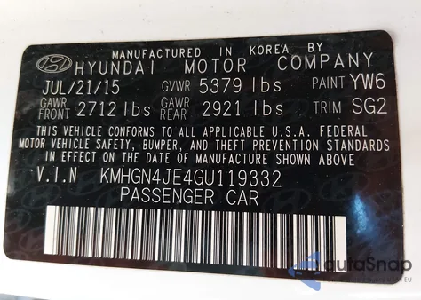 2016 Hyundai Genesis 3.8 из США, поврежденный, VIN KMHGN4JE4GU119332